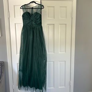 Green tulle sleeveless maxi dress